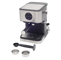 Machine à café expresso programmable en acier inoxydable avec mousseur à lait, design compact pour cappuccino et latte