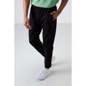 Pantalones Deportivos Negros para Hombre Rory, Pantalones de Chándal de Mezcla de Algodón con Cintura Elástica y Cordón Ajustable para Uso Casual - Product Image 2