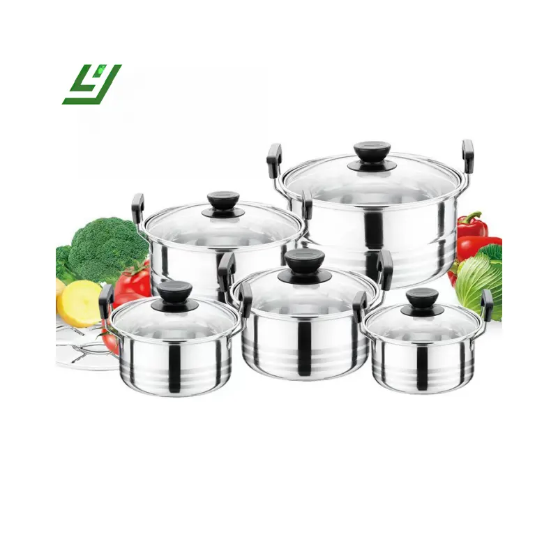 RTS vente en gros d'ustensiles de cuisine en acier inoxydable ensemble de casseroles ustensiles de cuisine 10 pièces soupe marmite casseroles