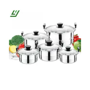 RTS grosir panci masak Stainless Steel, peralatan dapur 10 buah, panci memasak sup, panci casserole, peralatan dapur