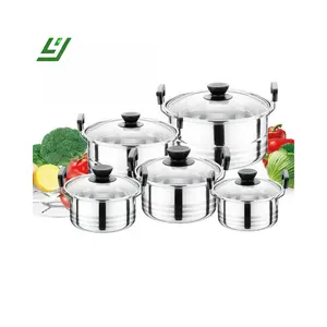 Rts bán buôn thép không gỉ đồ nấu nướng chậu Set Kitchen Ware 10 cái súp nấu ăn nồi soong chậu