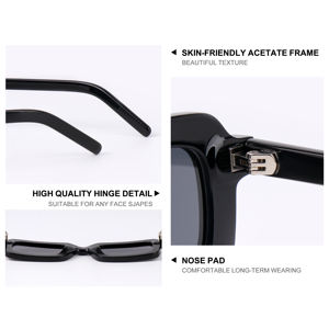 משקפי שמש מרובעים צרים בסגנון רטרו, מסגרת אצטט יוקרתית, עדשות קטנות מקוטבות עם הגנת UV לגברים - Product Image 3