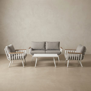 Conjunto de Sofás de Exterior de Aluminio, <span class=keywords><strong>Madera</strong></span> y Plástico, Moderno y Lujoso, <span class=keywords><strong>Resistente</strong></span> a la Intemperie, con Asientos Profundos, Estilo Long Tail, Superventas - Product Image 4