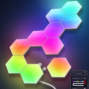 Lampu dinding Model sarang lebah RGB, lampu dinding segi enam, panel bentuk sarang lebah RGB, lampu game Modular, lampu dinding musik dengan sinkronisasi untuk kamar tidur anak