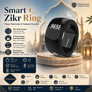 Custom OEM IP67 Waterproof Wearable Intelligent Tasbih Tally Praise Counter <b>Gift</b> Ring for Islamic Ramadan <b>Eid</b> Zikr Ring - Product Image 2