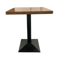 Table de café de restaurant en bois à usage commercial en gros Table carrée à base de métal en bois de noyer pour café restaurant