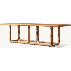 Outdoor Patio Furniture Simple Tabletop Solid Teak Wooden Outdoor Dining Set