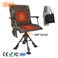 Chaise de chasse chauffante USB personnalisée, pivotante à 360°, portable, réglable et pliable, pour l'extérieur par temps froid et hiver