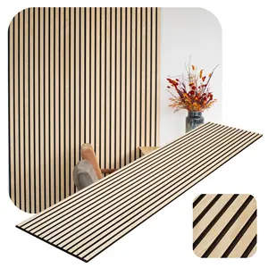 Supply Golden Supplier Acoustic Wood Wall Panel Akupanel PET Light Oak Wooden Slats Acoustic Panel for Living Room Dining Room