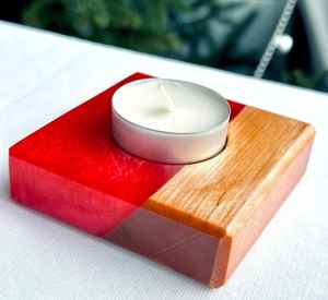 Porte-bougie en résine et en bois Fait à la main à partir de bois naturel et de résine Design unique Style durable et élégant Parfait pour la décoration de la maison - Product Image 3