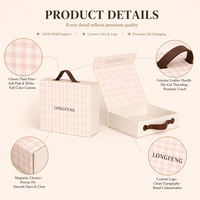 Boîte cadeau personnalisée haut de gamme en matériaux recyclés, à carreaux gingham, avec ruban rose, pour accessoires de mode et emballage de vêtements