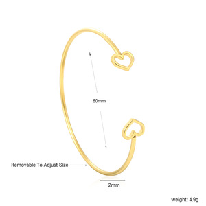 Brazalete Abierto en Forma de Corazón para Mujer, Color Dorado, Joyería de Moda, Regalo, Hecho en Dongguan, Número de Pieza BR92910GG - Product Image 4