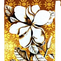 Mosaïque murale artisanale professionnelle de Foshan, motif floral de lys blanc en mosaïque de verre doré, populaire, pour décoration murale