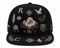 Casquette de baseball 5 panneaux brodée 3D tendance en coton délavé style vintage réglable avec fermeture snapback pour hommes et femmes, idéale pour le streetwear et le golf