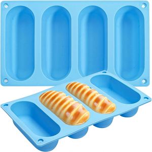 Silicone Hot Dog Mold 4 Cavity Food Grade Nonstick Sausage Bread <b>Cake</b> Finger Biscuit Ice Soap Oval Toast Baking Mold - Product Image 1