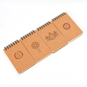 Hot Selling A5 A6 Size Customized Cheap Spiral Notebook Ruled Journal Brown Kraft Paper Cover Coil Notebook Lined Blank Diaries