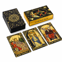 Cartes de tarot personnalisées en gros avec logo OEM, dorure à chaud, jeu de 78 cartes avec boîte, cartes de jeu de société de luxe en PVC imperméable imprimées