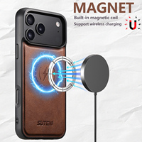 Coque de téléphone SUTENI pour iPhone 18 Pro Max, chargement magnétique sans fil, texture lisse, simili cuir, compatible avec les modèles 17, 16 Plus, 15, 14, 13, 12