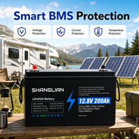 Batterie au lithium fer phosphate 12,8 V 200 Ah 2560 Wh à décharge profonde IP65 pour camping-car, marine, alimentation de secours hors réseau pour l'approvisionnement en gros