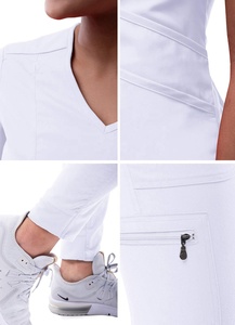 Uniformes Médicos Personalizados Blancos Hechos a Medida, Reutilizables, Modernos, de Spandex, Suministros para Enfermeras, Uniformes Médicos Elásticos - Product Image 5