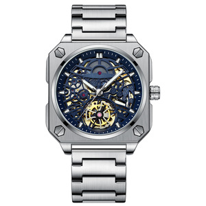 Square Watch Men's Tourbillon Designer Uhren Crystal Transparent Waterproof Montre Homme Iced Out <b>Automatic</b> Mechanical Watch - Product Image 4