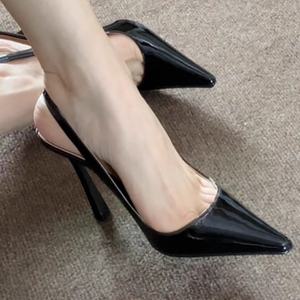 Colors Custom Women Super Pointy Toe Shoes Back Strap High <b>Heels</b> Slip on Patent Pumps Slingback Dress Sandals - Product Image 6