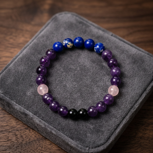 Bracelet en pierres naturelles perlées, améthyste, violet, bleu, noir, rose, style bohème, bijoux unisexes pour soulager l'anxiété et apaiser - Product Image 2
