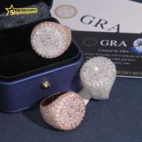 Nouvelle Arrivée Réglage Inversé Moissanite Diamant Hip Hop Anneau Glacé Anneau 925 Argent Moissanite Anneau pour Hommes