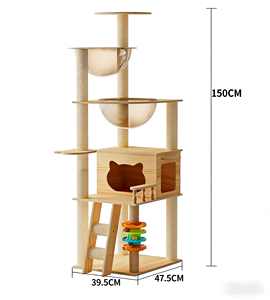 Venta al por mayor: Torre de juegos para gatos moderna con cama, jaula, casa de madera y cápsula espacial, con soporte de pata de gato - Product Image 1