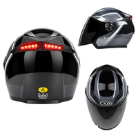 Casque de moto homologué DOT avec feu arrière LED, casque ouvert 3/4 rétro pour hommes et femmes, équipement tout-terrain pour moto tout-terrain