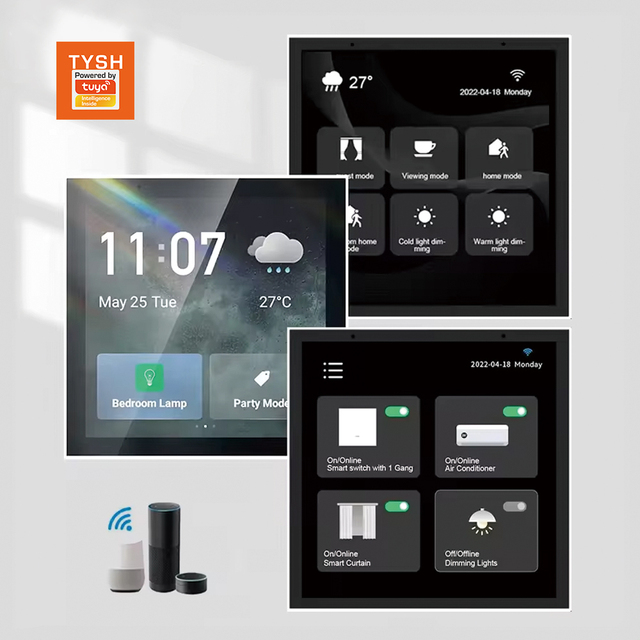 TYSH Zigbee/WiFi Dual Protocol for Smart Home Device In-wall Mount Central Control Switch Panel Alexa Voice 4 Inch Touch 220V