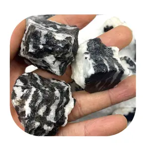 批发原始矿物水晶愈合石天然石英水晶黑白条纹粗糙石愈合灵气