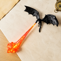 Lampe Dragon Volant Imprimée en 3D avec Effet de Flamme Dynamique, Ornement de Bibliothèque Académie Magique pour Collectionneurs de Fantasy