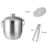 Seau à glace isotherme en acier inoxydable de qualité supérieure avec couvercle/pelle 3L rond pour fêtes et accessoires de bar à domicile