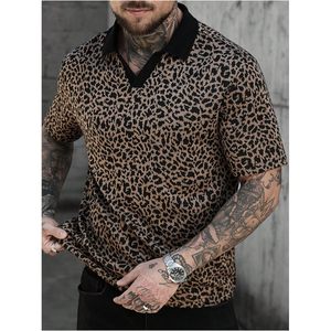FOXA Camisa polo con estampado de leopardo para hombre, manga corta, transpirable, informal, para verano - Product Image 2