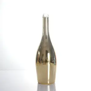 Galvani sierte galvanisch vergoldete leere Glasflasche mit Stopper, leer, Wodka, Gin, Champagner, Likör, 750ml