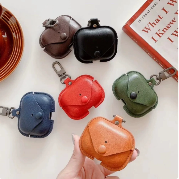 PU Leather Bluetooth Headphones Case Cover Protective Headphone Case with Keychain Envelope Style Leather Earbud Holder