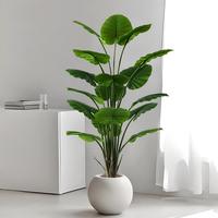 Arbre artificiel Alocasia haute simulation de 160 cm, 18 feuilles, fausse plante d'oreille d'éléphant (Taro) avec pot pour la décoration intérieure
