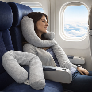 Oreiller de voyage personnalisable en mousse à mémoire de forme pour avions, rouleau cervical ajustable et pliable pour le soutien du menton, de la colonne vertébrale et des jambes - Product Image 1
