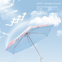 Parapluie de poche compact et portable pour femme, anti-UV, avec impression couleur cinq plis, protection solaire, vente directe fabricant