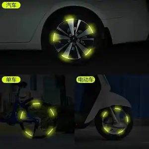 20Pcs Night Rijden Veiligheid Reflecterende Auto Wielnaaf Stickers Hoge Reflecterende Streep Tape Voor Motorfiets Fiets Universal Decal