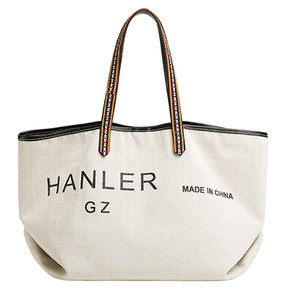 Bolsa de compras grande natural personalizada Bolsa de playa Bolsa de lona de algodón con cremallera - Product Image 1