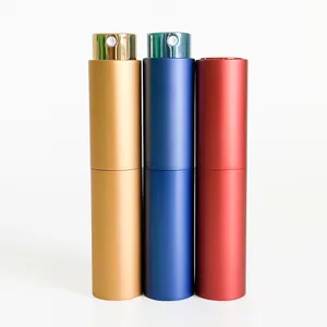 Rotated Metal Spray Bottle 5 Ml 10 Ml Gold Blue Red Glass Inner Empty Refillable Tester Atomizers