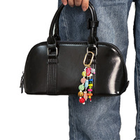 Porte-clés en céramique colorée en forme de petit poisson, pendentif de sac, porte-clés étoile de mer tressé à la main, accessoires de mode, breloques