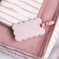 Étiquette de bagage en cuir PU de luxe personnalisée avec logo, forme ondulée, boucle métallique dorée, cadeau pour carte d'embarquement