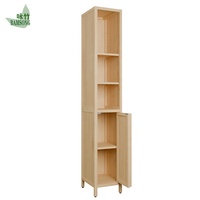Armoire haute et étroite du sol au plafond, porte simple, organisateur de rangement en bambou pour appartement, couloir, salon, meuble