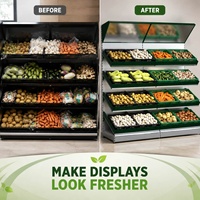Modern houten wanddisplayrek voor supermarkt, geschikt voor fruit en groenten