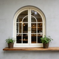 Ventana de Aluminio con Arco de Estilo Europeo Vintage Francés, Pantalla Plegable de Acero Inoxidable, Tamaño Personalizable, Vidrio Templado para Baño