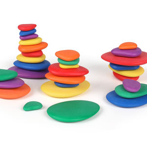 Vente en gros de pierres de tri en bois colorées, jouet éducatif, pierres d'équilibre, blocs empilables, jeux éducatifs pour enfants - Product Image 1