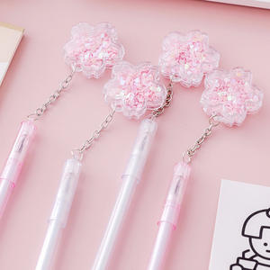 2022 Cherry Blossom Shape Pendant Gel <b>Pen</b> for Girls Custom Wholesale Plastic <b>Pen</b> with Blue Multi-Colored Ink 0.5mm Writing Width - Product Image 4